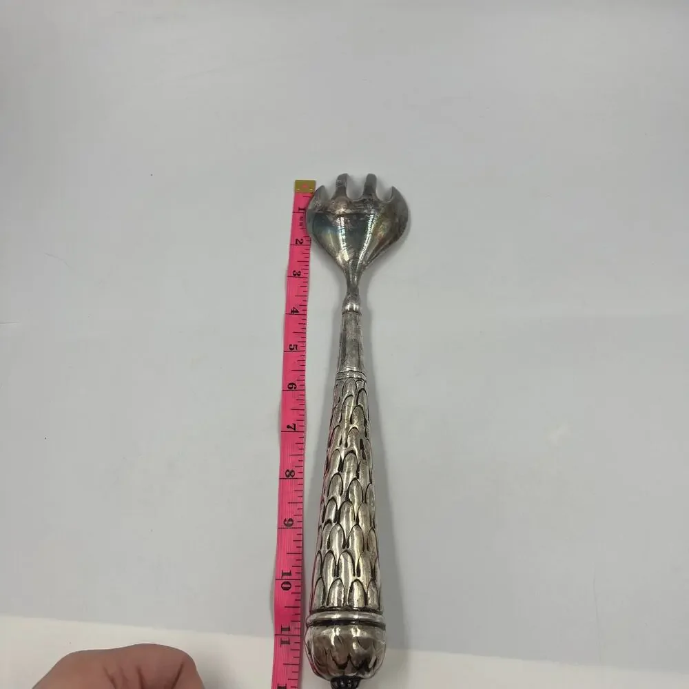Vintage Silver Plated‎ Salad Serving Fork Scoop True MidCentury Modern MCM